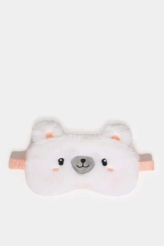 Women White And Pink Bear Embellished Eye Mask sold by Redtag