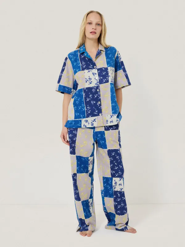 Patchwork Short Sleeve Pyjama | Blue sold by Jigsaw