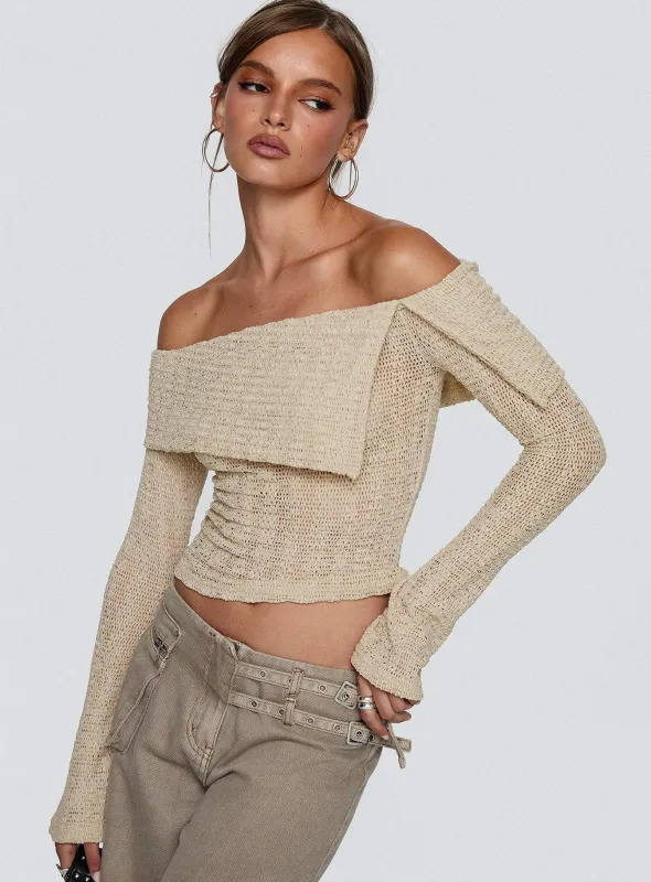 Cardamom Long Sleeve Top Beige sold by Princess Polly