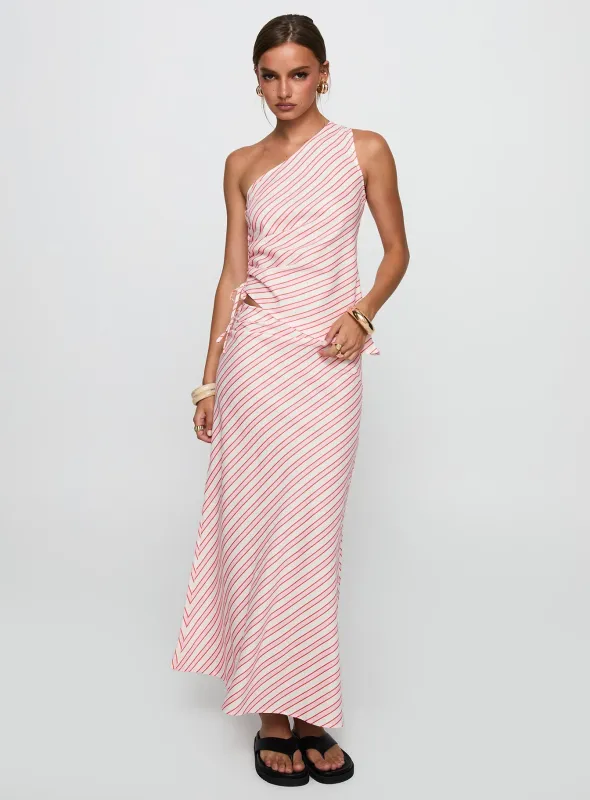 Wanna Dance Asymmetrical Set Pink Stripe sold by Princess Polly