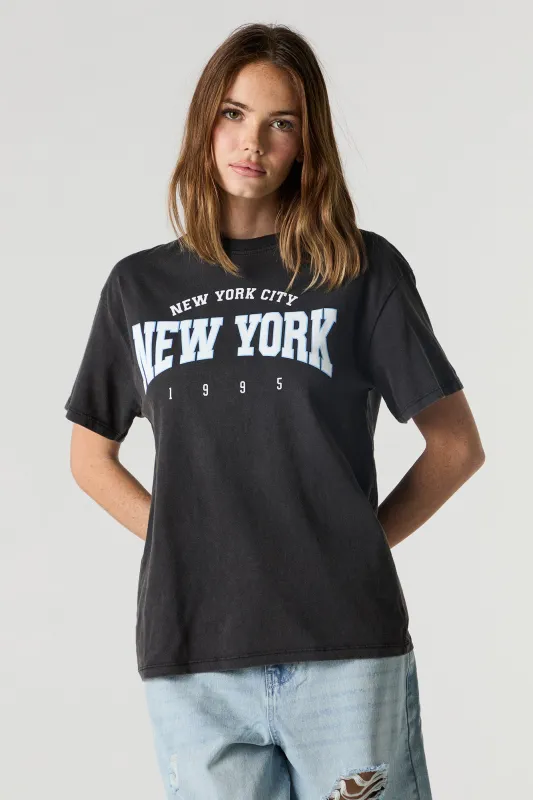 NYC 1995 Graphic Washed Boyfriend T-Shirt sold by Urban Planet