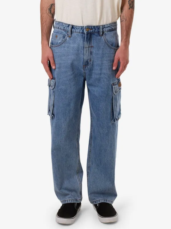 Big Slacker Denim Cargo Jean - Vintage Stone Blue sold by Thrills