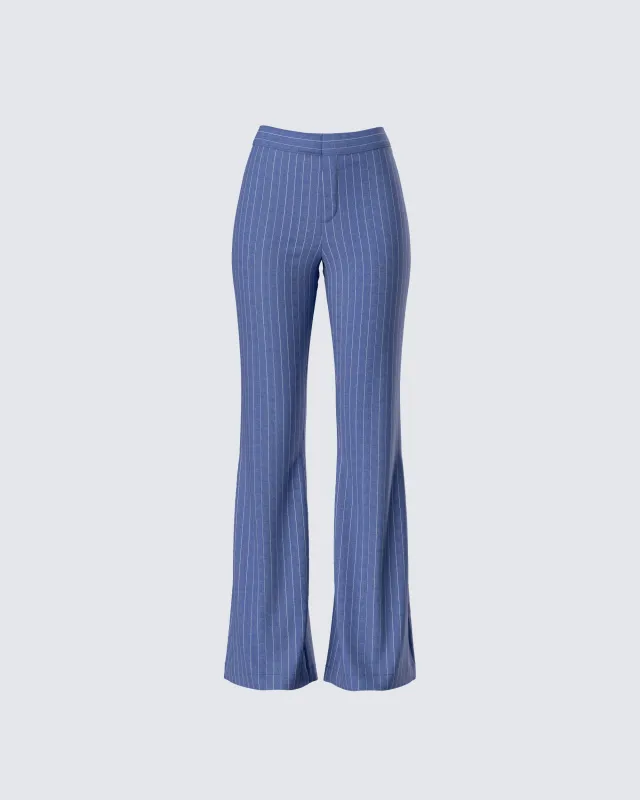 Ziva Grey Pinstripe Mid Rise Pants sold by Finesse