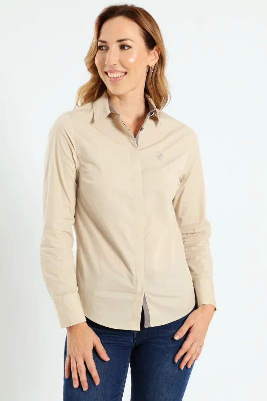 Jaime Long Sleeve Shirt - Beige sold by Edgars 