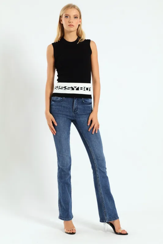 Sleeveless Logo Knit Top - Black sold by Edgars 