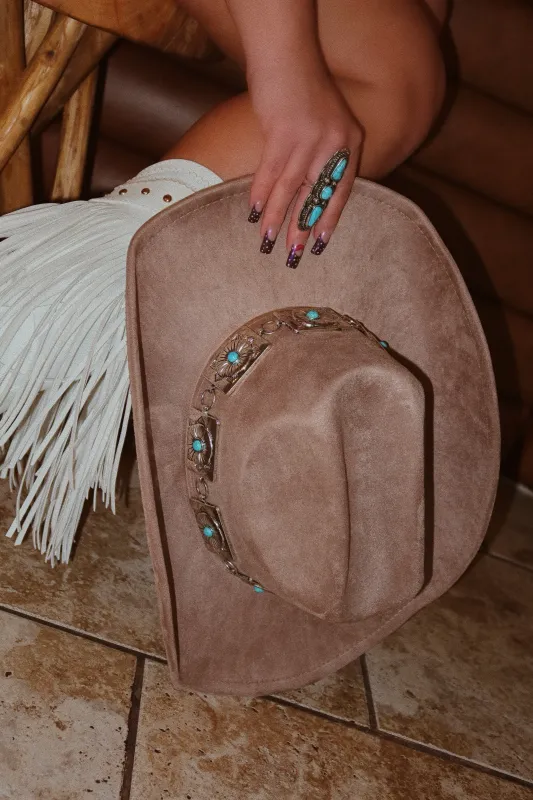 Yelayna Faux Suede Western Hat - Khaki sold by Miss Lola