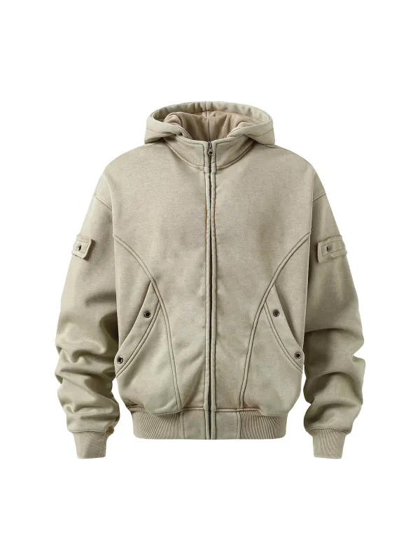 Wasteland Style Washed Zipper Up Sweatshirt sold by Thesupermade