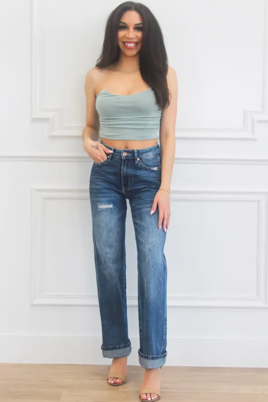 Cellie Strapless Busier Crop Top: Sage sold by Bella and Bloom