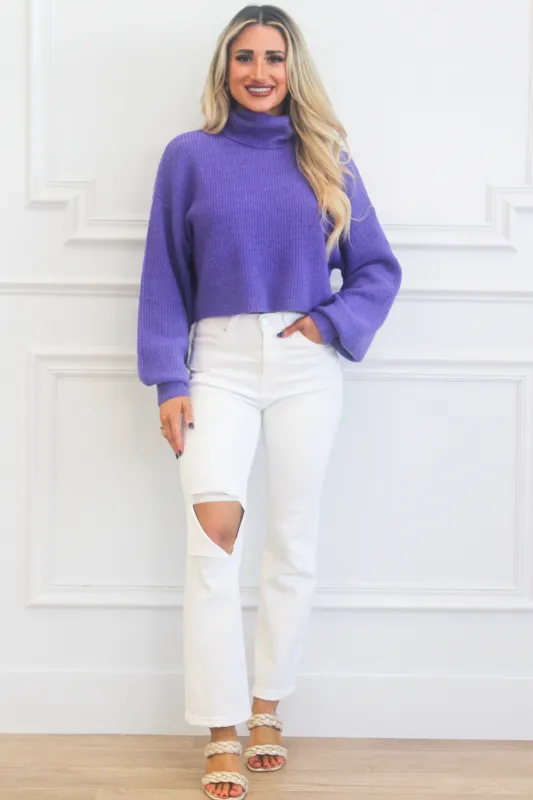 Coralie Turtleneck Sweater: Wisteria Purple sold by Bella and Bloom