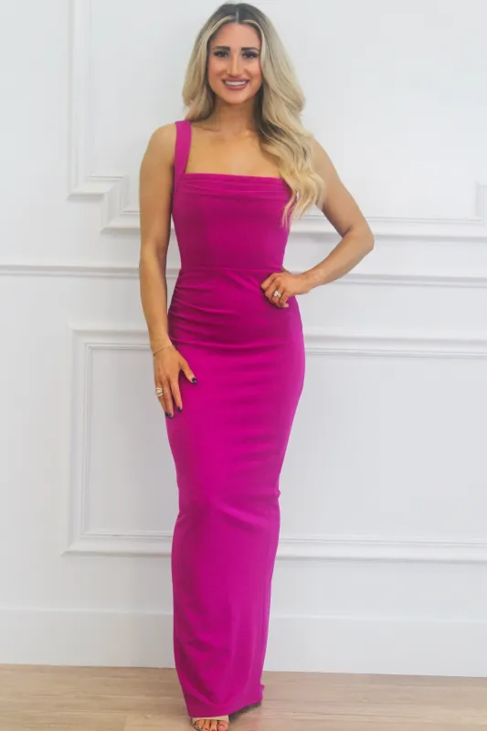 Wimberly Square Neck Maxi Dress: Magenta sold by Bella and Bloom