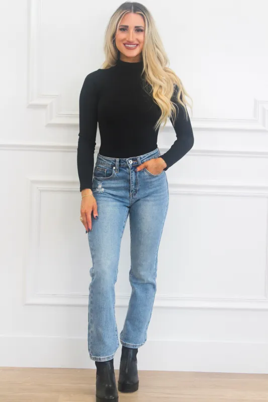 Chanda Long Sleeve Bodysuit: Black sold by Bella and Bloom