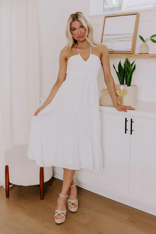 Coastal Views Halter Midi Dress in White sold by Impressions