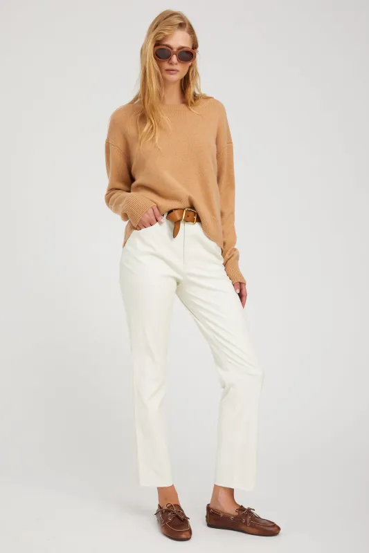 White Leather 5 Pocket Ankle Slim Straight sold by SPRWMN