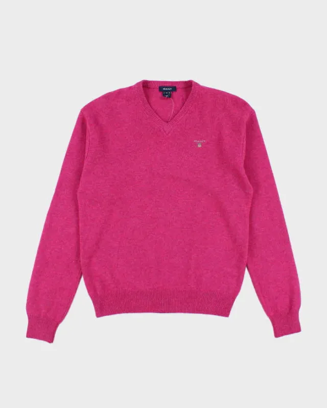 Vintage Gant Pink Wool V-Neck Jumper - M sold by Rokit