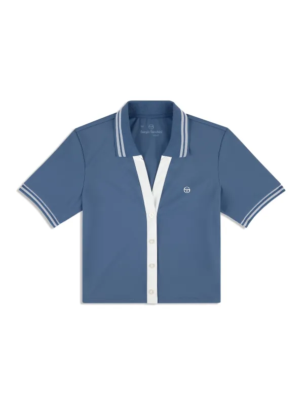 Idalia Cropped Polo- Blue Indigo sold by Sergio Tacchini