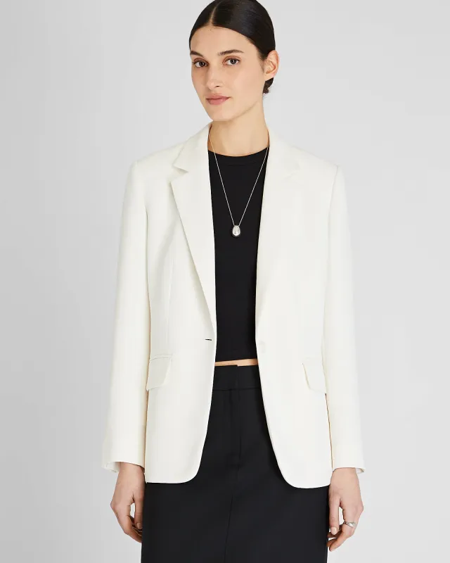 Relaxed Single-Breasted Crepe Blazer sold by Club Monaco