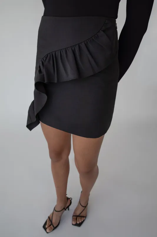 MINI SKIRT WITH CURVED RUFFLE sold by OAK AND FORT