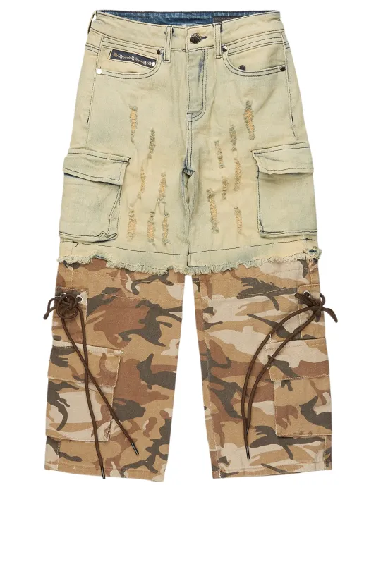 Boys Baatar Blue/Brown Camo Baggy Fit Jean sold by Rockstar Original