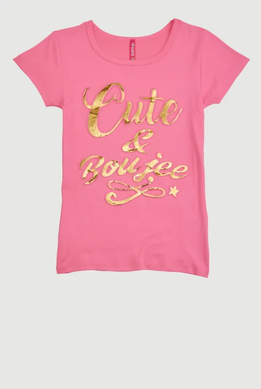 Little Girls Cute and Boujee Tee sold by Rainbow