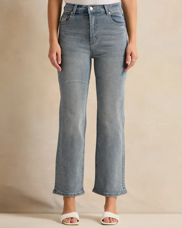 Women Blue Straight Fit Jeans sold by Redtag