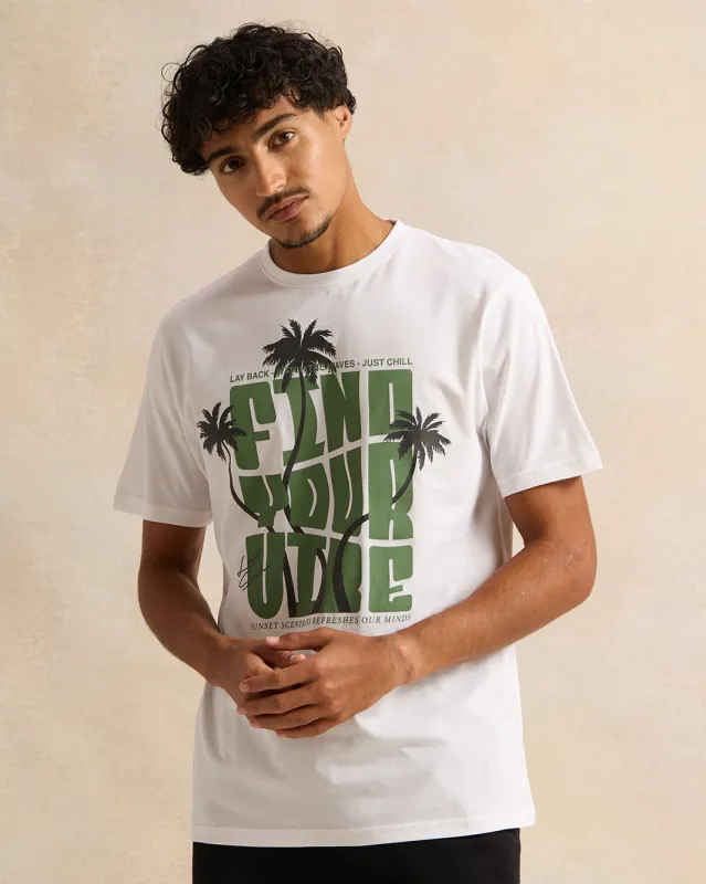 Men White Graphic Printed T-Shirt sold by Redtag