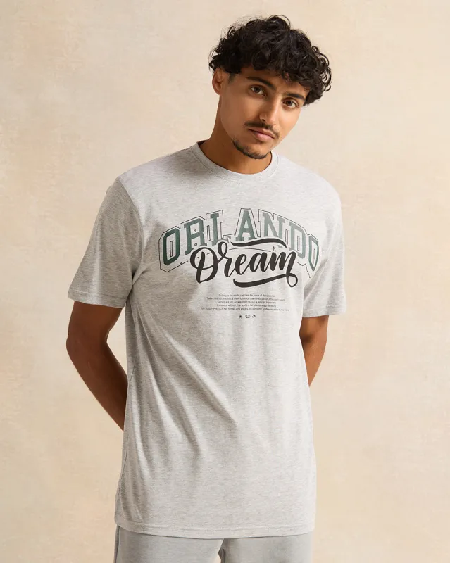 Men Grey Graphic  Printed T-Shirt sold by Redtag