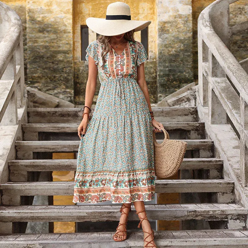 Green Boho Dress Maxi sold by Boho Mood