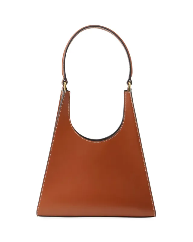 Staud Rey Tan Leather Structured Shoulder Bag sold by Dezigner Heaver