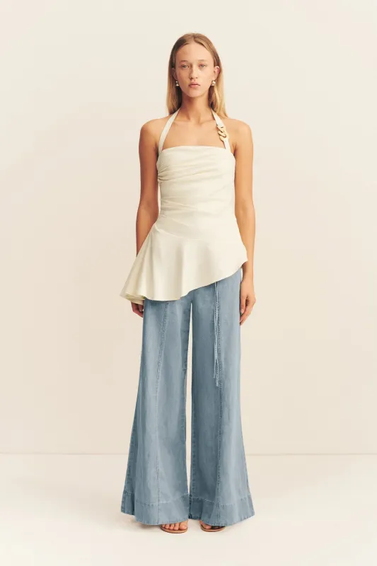 HADLEY DRAPED HALTER TOP - CHALK sold by Shona Joy