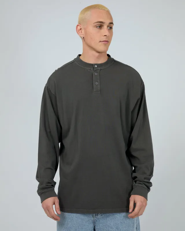 Henley Long Sleeve Top Charcoal sold by edge clothing