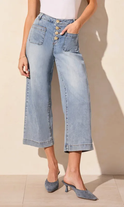 Crop Mid Rise Wide Leg Denim sold by Revolution Boutique