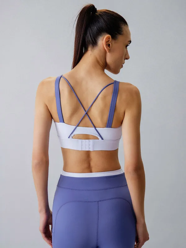 Light Purple Contrast Strap Sports Bra - Medium Support sold by BERLOOK