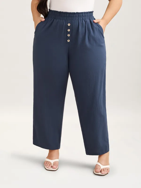Buckle Buttons Straight-Leg Pull On Pants sold by Bloomchic
