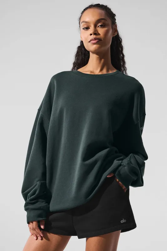 Chill Crew Neck Pullover - Charcoal Green sold by Alo Yoga