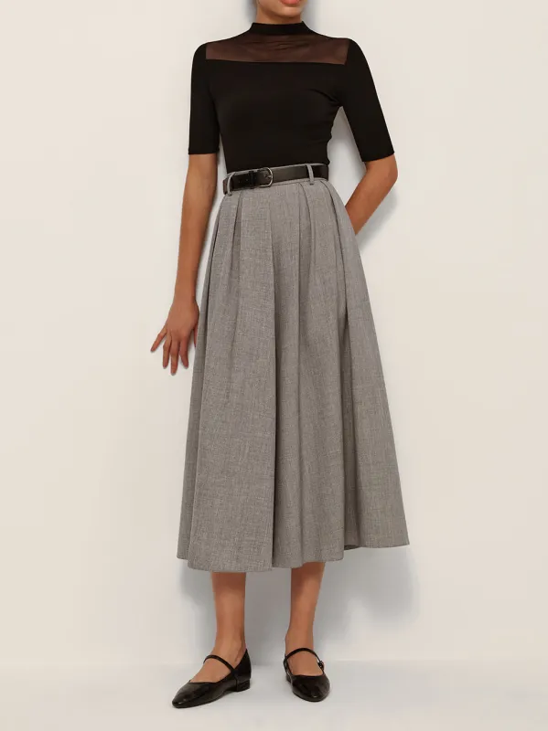 Mid-Waisted Pleated Check Skirt sold by COMMENSE