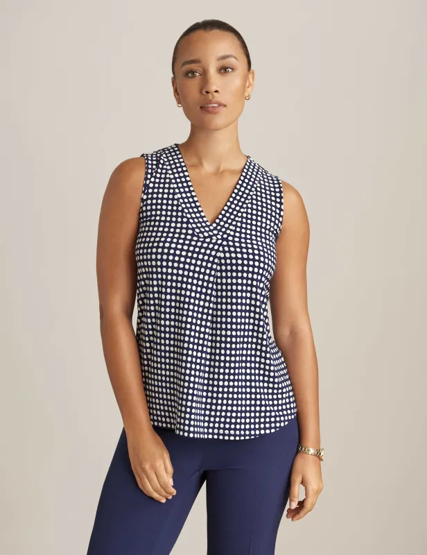Printed Pleat Front Shell sold by Anne Klein