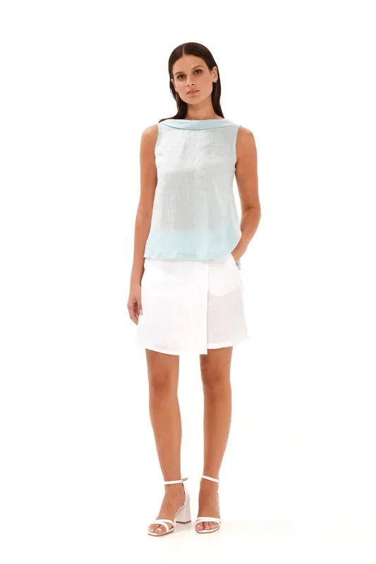 Solid Linen Skort White sold by Ivalo.com