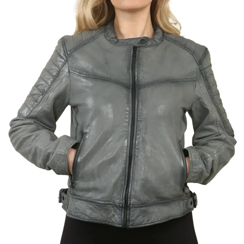 Women's Retro Quilted Leather Biker Jacket sold by Tru Clothing