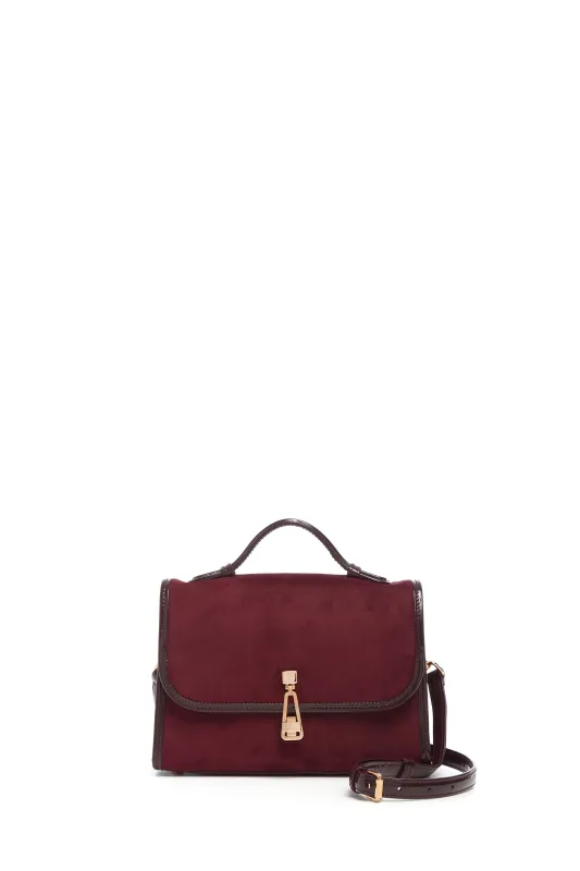 Small Leonora Flap Bag in Bordeaux Suede sold by Gabriela Hearst