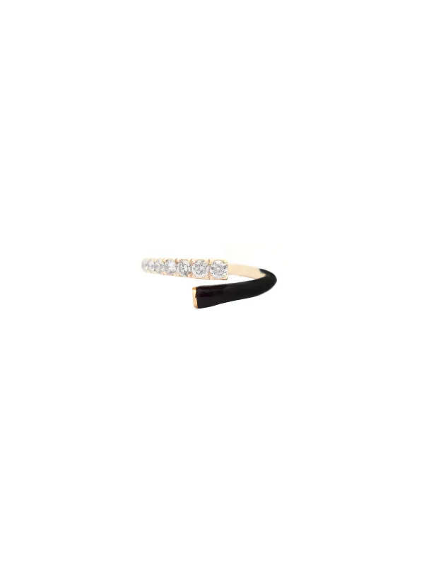 0.43ct Diamond 14K Gold Enamel Bypass Ring sold by Wish Fine Jewelry