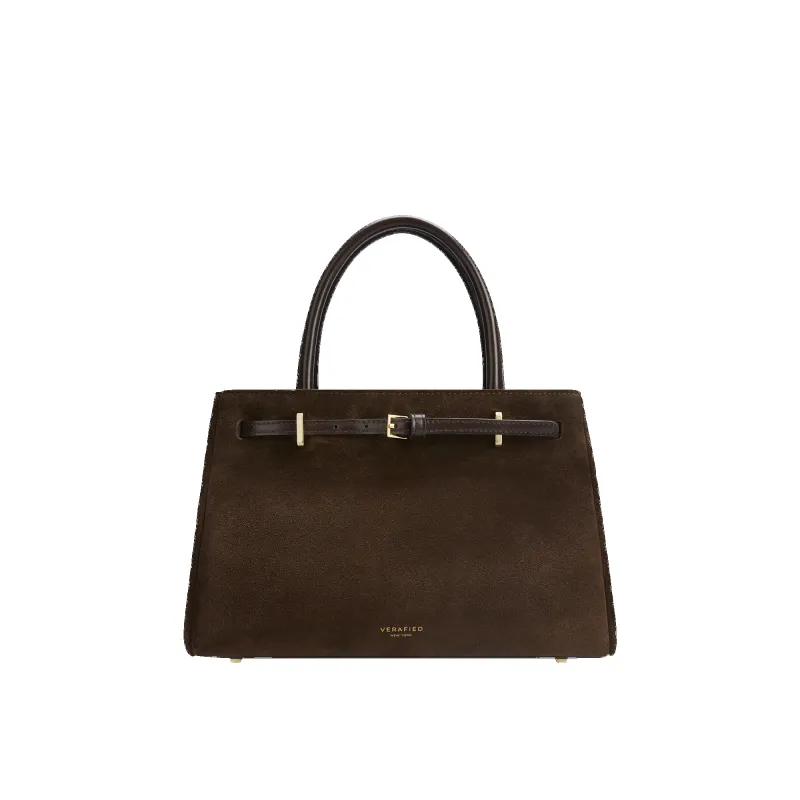 Espresso Suede Book Tote Bag 25 (Pre-Order Only. Will Ship Mid March) sold by VERAFIED