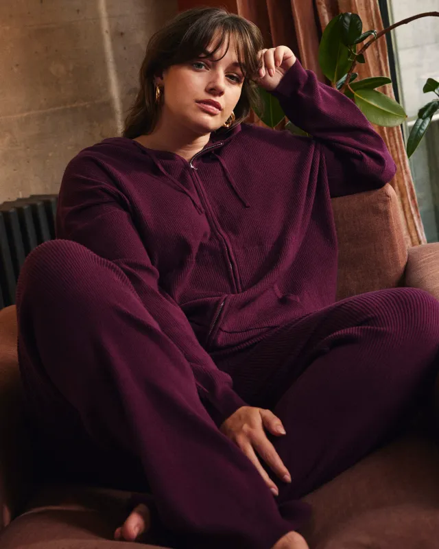 Knitted Mila Zip Hoodie - Acai sold by Universal Standard