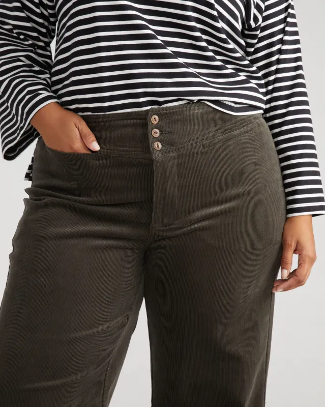 Charlie High Rise Sailor Cords - Nori sold by Universal Standard