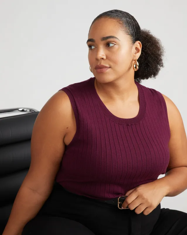 Savvy Fine Knit Sweater Shell - Black Cherry sold by Universal Standard