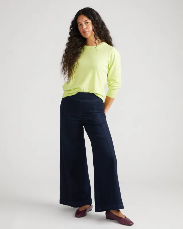 Olivia Pintuck Wide Leg Jeans - Dark Indigo sold by Universal Standard