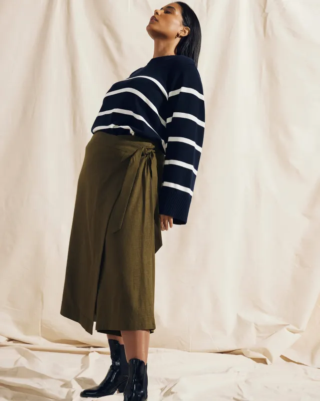 Villa Linen Wrap Culottes - Budding Stem sold by Universal Standard