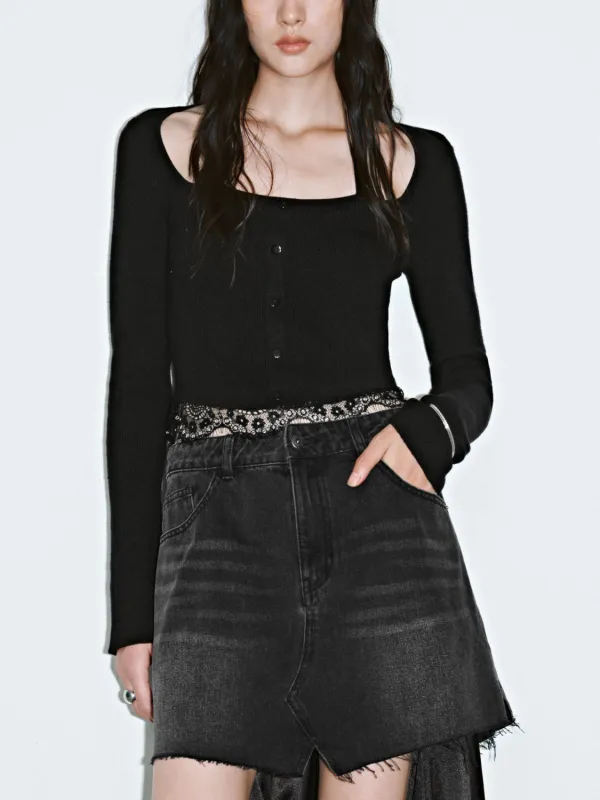 Lace Hem Knitted T-Shirts sold by Urban Revivo