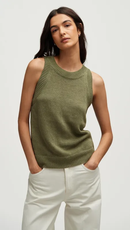High-Neck Tank in Linen | Fern sold by Argent