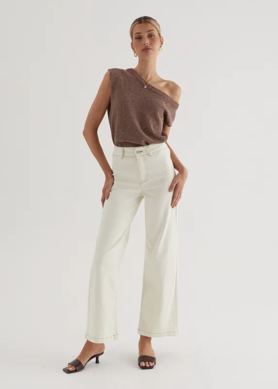 Carmina Stretch Jeans - Sand sold by Gingham & Heels
