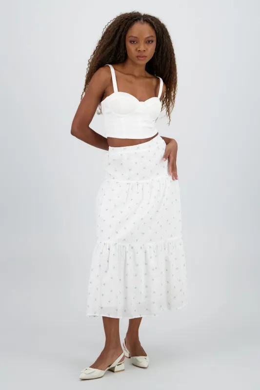 Falda maxi floral con textura sold by Shasa
